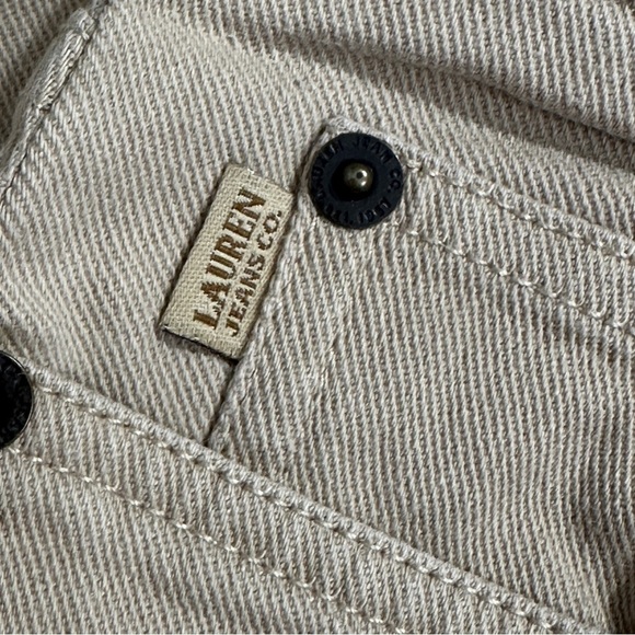 Vintage Lauren Ralph Lauren size 12 jeans, tan, stitching, bootcut, spring - Picture 3 of 10